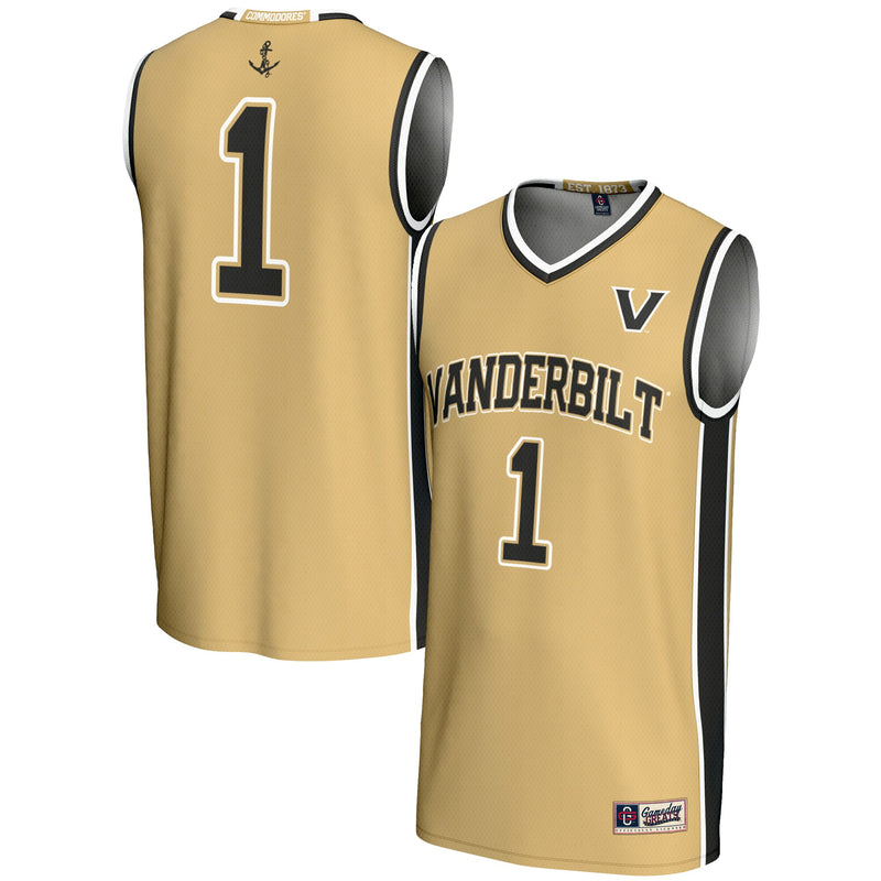 #1 Vanderbilt Commodores Lightweight Collegiate Basketball Jersey - Gold