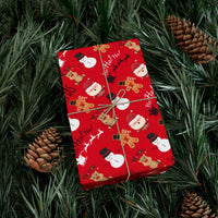 Classic Christmas Gift Wrap, Santa and Reindeer Wrapping Paper, Festive Winter Holiday Wrapping Paper, Christmas Eve Present Paper for Kids