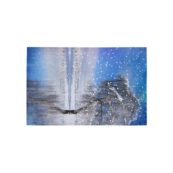 Snowy Landscape Castle Hallway Rug, Christmas Winter Scene Runner Rug, Romantic Xmas Floor Mat, Kitchen Runner Rug, Holiday D