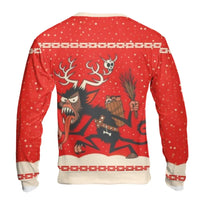 Spooky Demon Holiday Sweatshirt, Krampus Ugly Christmas Sweatshirt, Horror Festive Crewneck Sweater, Creepy Monster Christmas Sweatshirt