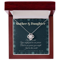Christmas Present for Mom from Daughter, Love Knot Necklace for Mom, 18k Yellow Gold Finish Necklace, Cubic Zirconia Crystal Pendant Necklace