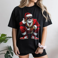 Hip Hop Christmas Graphic Tee, Black Santa T-Shirt, African American Santa Claus Shirt, Retro Urban Holiday Graphic T-Shirt Present for Him