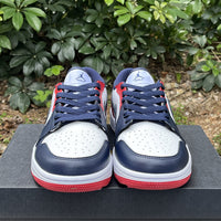 Low Top Golf Shoes, Blue White Red Colorway, Lace Up Design, Casual Gift for Shoe Lovers
