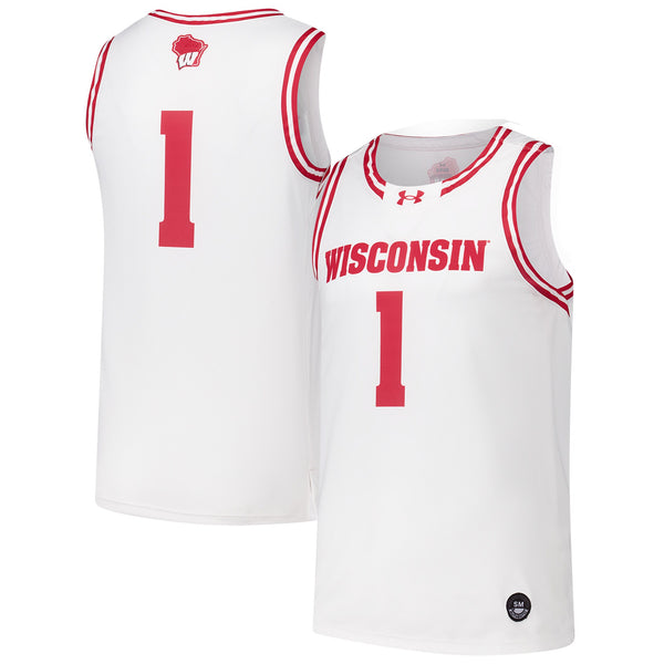 #1 Wisconsin Badgers Replica Basketball Jersey - White