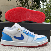 Low Top Sneakers, Blue White Colorway, Lace Up Design, Casual Gift for Sneaker Fans