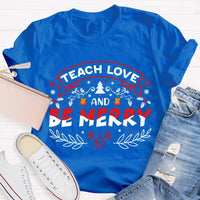 Snowflake Educator Holiday Graphic Tee, Teach Love and Be Merry Christmas T-Shirt, Adorable Teacher Xmas Classroom Shirt