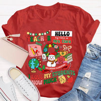 Custom I Love My Students Snow Much Shirt, Personalized Teacher T-Shirt, Christmas Teacher Tee, Custom School Name Holiday Graphic Shirt