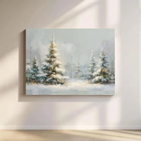 Snowy Christmas Tree Canvas Print, Winter Forest Canvas Wall Art, Holiday Landscape Wall Art, Festive Winter Scene Canvas Wall Decor
