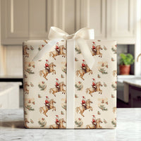 Vintage Horse Christmas Gift Wrap, Equestrian Santa Wrapping Paper, Watercolor Holiday Present Wrapping Paper, Rustic Country Holiday Wrap
