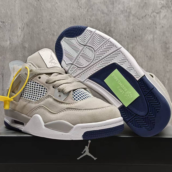 Mid Top Sneakers, Beige Navy Colorway, Lace Up Design, Casual Gift for Sneaker Fans