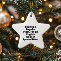 Dog Lover Star Ornament, English Cocker Spaniel Mom Ornament, Ceramic Christmas Tree Ornament, Puppy Holiday Keepsake Present for Dog Mom