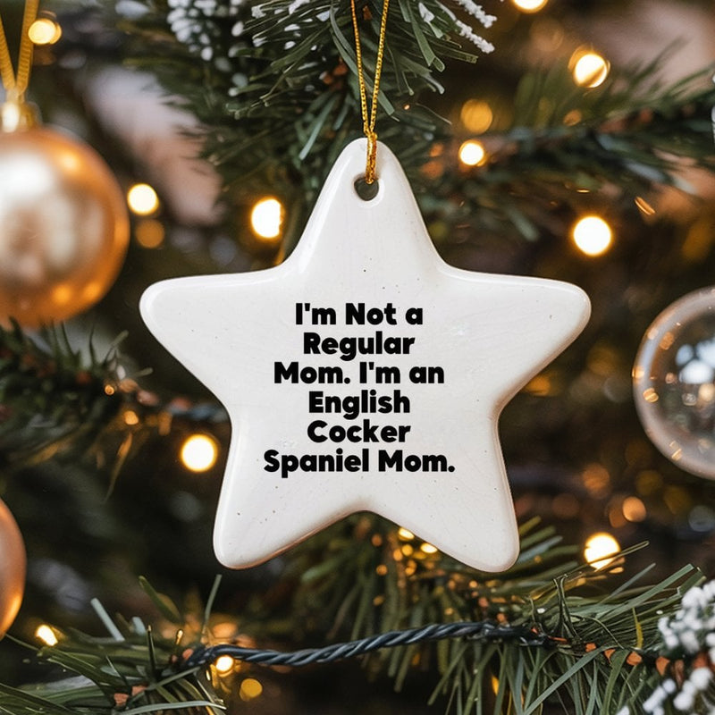 Dog Lover Star Ornament, English Cocker Spaniel Mom Ornament, Ceramic Christmas Tree Ornament, Puppy Holiday Keepsake Present for Dog Mom