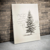 Snowy Pine Tree Religious Canvas Art, Glory to God Luke 2:14 Canvas, Christian Christmas Canvas Print, Winter Scripture Wall Decor Present