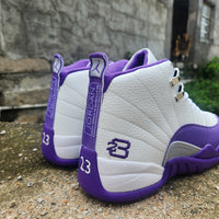 High Top Sneakers, White Purple Colorway, Lace Up Design, Casual Gift for Sneaker Fans