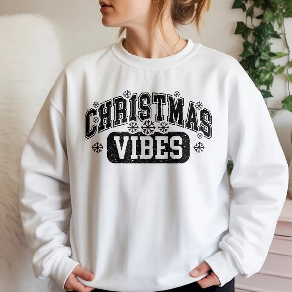 Varsity Snowflake Crewneck, Christmas Vibes Sweatshirt, Comfy Holiday Graphic Sweatshirt, Winter Aesthetic Pullover, Xmas Pre