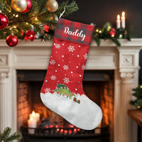 Personalized Red Plaid Stocking, Dinosaur Christmas Stocking, Adorable Dino Holiday Stocking, Custom Kids Christmas Stocking, Family Xmas Present