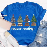 Festive Reading Season Graphic Tee, Christmas Trees and Books T-Shirt, Book Lover Christmas Shirt, Bookish Holiday Shirt, Reader Xmas Present