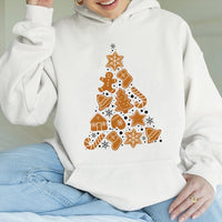 Holiday Baking Graphic Hooded Sweatshirt, Gingerbread Cookie Christmas Tree Hoodie, Adorable Xmas Baker Pullover, Comfy Winter Pastry Chef Jumper