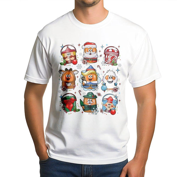 Humorous Holiday Food Graphic Tee, Christmas Chicken Nugget Shirt, Adorable Festive Nugget Shirt, Retro Foodie Christmas T-Sh