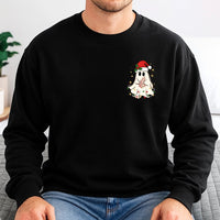 Adorable Holiday Ghost Crewneck, Christmas Ghost Sweatshirt, Festive Xmas Ghost Pocket Sweater, Spooky Christmas Pullover, Adorable Winter Present
