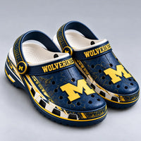 MICH Blockletter - Navy and Maize Statement Clogs