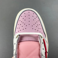 Low Top Sneakers, White Pink Colorway, Reverse Hook Design, Lace Up Design, Casual Gift for Sneaker Fans