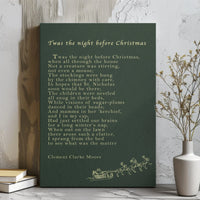 Festive Holiday Wall Art, Twas the Night Before Christmas Poem Canvas, Christmas Poem Canvas Print, Vintage Holiday Home Decor Canvas