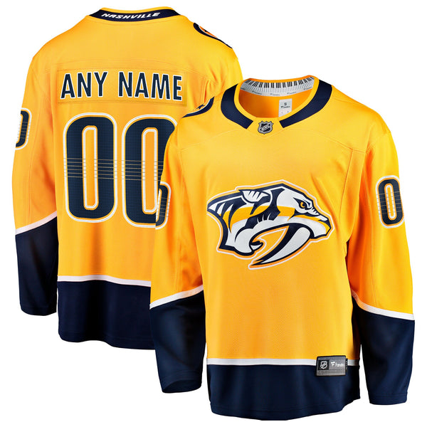 Nashville Predators Gold Home Breakaway Custom Jersey