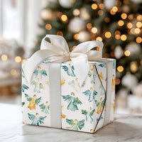 Religious Christmas Gift Wrap, Watercolor Angel Wrapping Paper, Christian Baptism Present Paper, Serene Angel Present Wrap, Holiday Wrap Roll