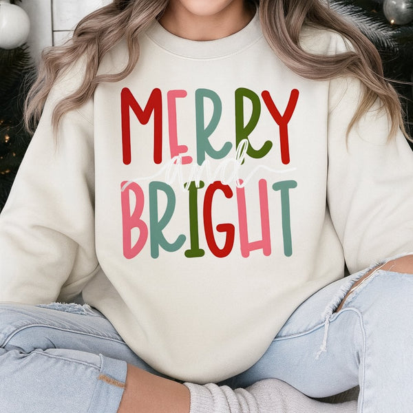 Retro Merry and Bright Sweater, Merry and Bright Sweatshirt, Merry and Bright Christmas Crewneck, Retro Holiday Pullover, Win