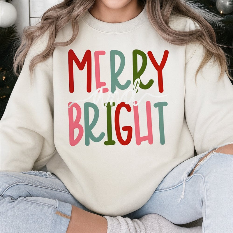 Retro Merry and Bright Sweater, Merry and Bright Sweatshirt, Merry and Bright Christmas Crewneck, Retro Holiday Pullover, Winter Present Jumper