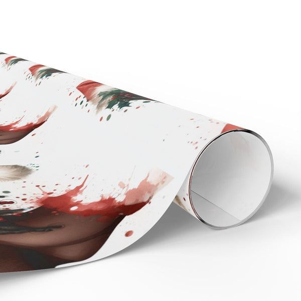 Watercolor African American Santa Gift Wrap, Black Man Santa Wrapping Paper, Black Santa Wrapping Paper, Holiday Christmas Gi