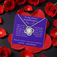 Sparkling CZ Crystal Pendant, Granddaughter Love Knot Necklace, Gold Finish Jewelry, Birthday Christmas Present from Grandma to Her