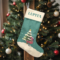 Santa Hat Bird Holiday Stocking, Personalized Flamingo Christmas Stocking, Custom Name Velboa Stocking, Tropical Xmas Decor, Family Present