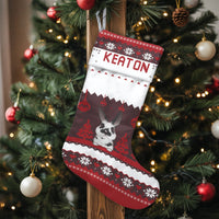 Custom Bunny Holiday Stocking, Personalized Rabbit Christmas Stocking, Velboa Pet Lover Stocking, Animal Festive Decor, Adorable Family Present