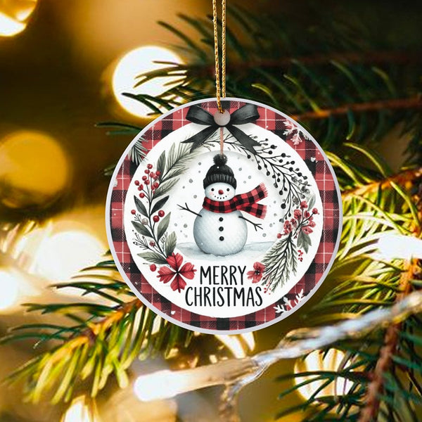 Winter Holiday Ornament, Watercolor Snowman Christmas Ornament, Adorable Festive Snowman Ornament, Comfy Seasonal Xmas Tree D