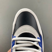 Low Top Sneakers, Blue White Black Colorway, Lace Up Design, Casual Gift for Sneaker Fans