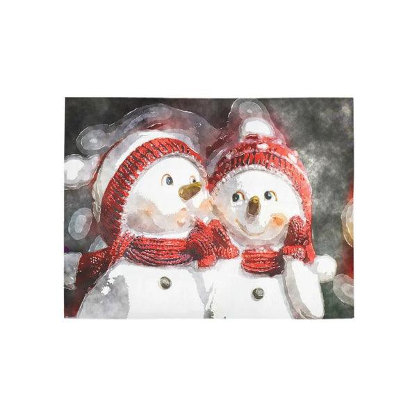 Adorable Winter Holiday Hallway Rug, Watercolor Snowman Runner Rug, Christmas Season Floor Rug, Non Slip Kitchen Runner Rug D