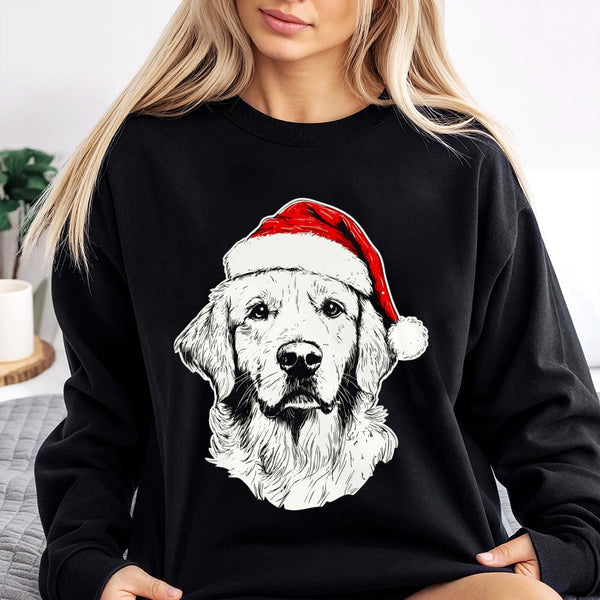 Santa Paws Holiday Dog Sweater, Golden Retriever Sweatshirt, Adorable Christmas Puppy Crewneck, Dog Lover Festive Graphic Pul