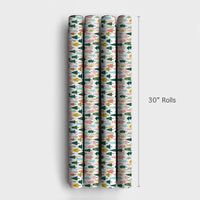 Colorful Stylized Holiday Gift Wrap, Modern Christmas Tree Wrapping Paper, Whimsical Tree Wrapping Paper, Festive Xmas Gift Wrap Roll