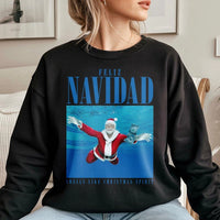 Humorous Rock Band Music Parody Crewneck, Feliz Navidad Santa Sweatshirt, Christmas Band Sweater, Holiday Graphic Pullover