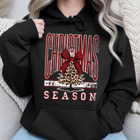 Christmas Season Hoodie, Leopard Print Bow Tree Hoodie, Adorable Coquette Holiday Tree Hooded Sweatshirt, Comfy Xmas Hoodie, Present for Women