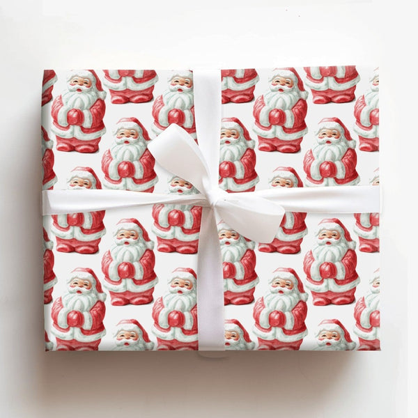 Retro Christmas Gift Wrap, Vintage Santa Claus Wrapping Paper, Nostalgic Holiday Wrapping Paper, Classic Santa Figure Gift Wr