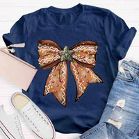 Adorable Holiday Gingerbread Tee, Christmas Gingerbread Bow T-Shirt, Retro Christmas Graphic Shirt, Festive Xmas Tee, Holiday Present for Women