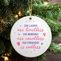 Best Friend Ceramic Keepsake, Friendship Christmas Ornament, Friendship Heart Quote Ornament, Holiday Tree Decor Ornament, Bestie Present