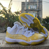 Sneakers, White Yellow Colorway, Lace Up Design, Casual Gift for Sneaker Fans