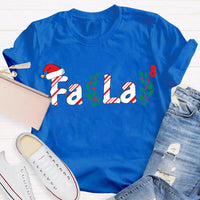 Fa La La Santa Hat Math Equations Shirt, Math Teacher Christmas T-Shirt, Humorous Holiday Mathematics Graphic Tee, Teacher Xmas Present