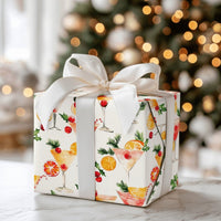 Holiday Martini Drink Gift Wrap, Christmas Cocktail Wrapping Paper, Festive Watercolor Alcohol Wrapping Paper, Party Season Gift Wrap