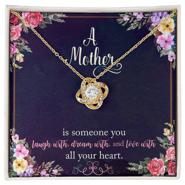 Cubic Zirconia Love Knot Pendant, Love Knot Necklace for Mom, Gold Knot Necklace, Mother Birthday Jewelry, Christmas Present 