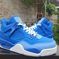 Mid Top Sneakers, Royal Blue Gold Colorway, Lace Up Design, Casual Gift for Sneaker Fans
